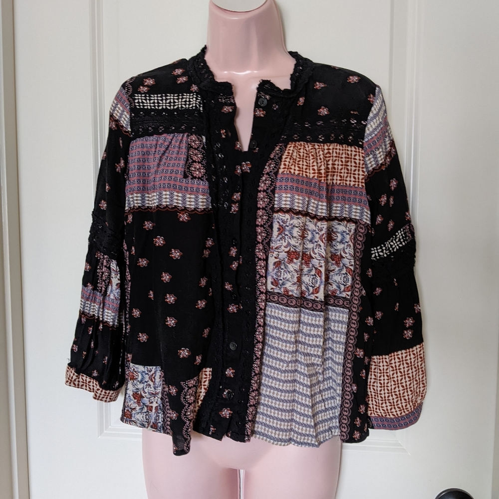 Lucky Brand Long Sleeve Printed Blouse